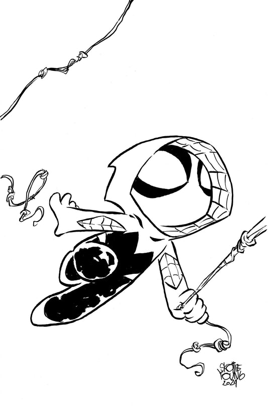 SPIDER-GWEN: THE GHOST-SPIDER #3 SKOTTIE YOUNG'S BIG MARVEL VIRGIN BLACK AND WHI TE VARIANT [DPWX] 1:50 {{ End Of The Earth Comics }}