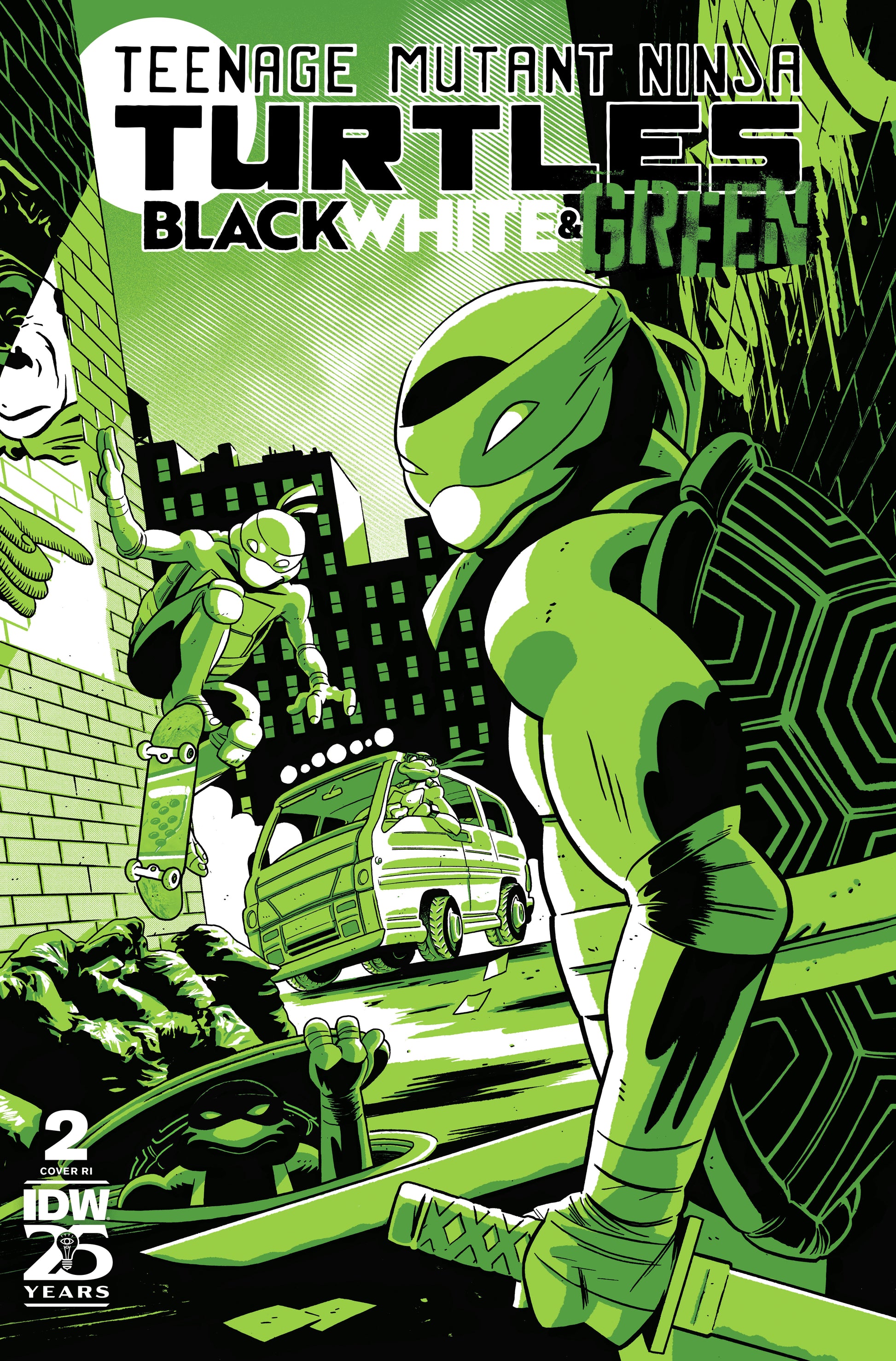 Teenage Mutant Ninja Turtles: Black, White, and Green #2 Variant RI (10) (Boss F oil Variant) {{ End Of The Earth Comics }}