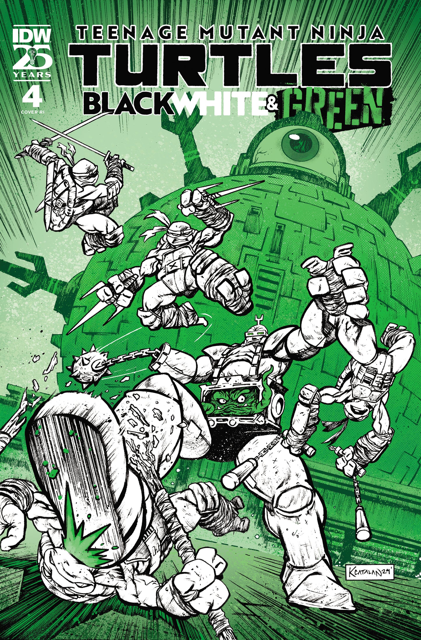 Teenage Mutant Ninja Turtles: Black, White, and Green #4 Variant RI (10) (Catalan Foil Variant) - End Of The Earth Comics